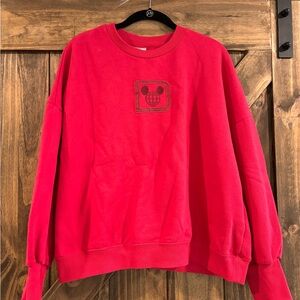 Disney Red Cropped Sweatshirt